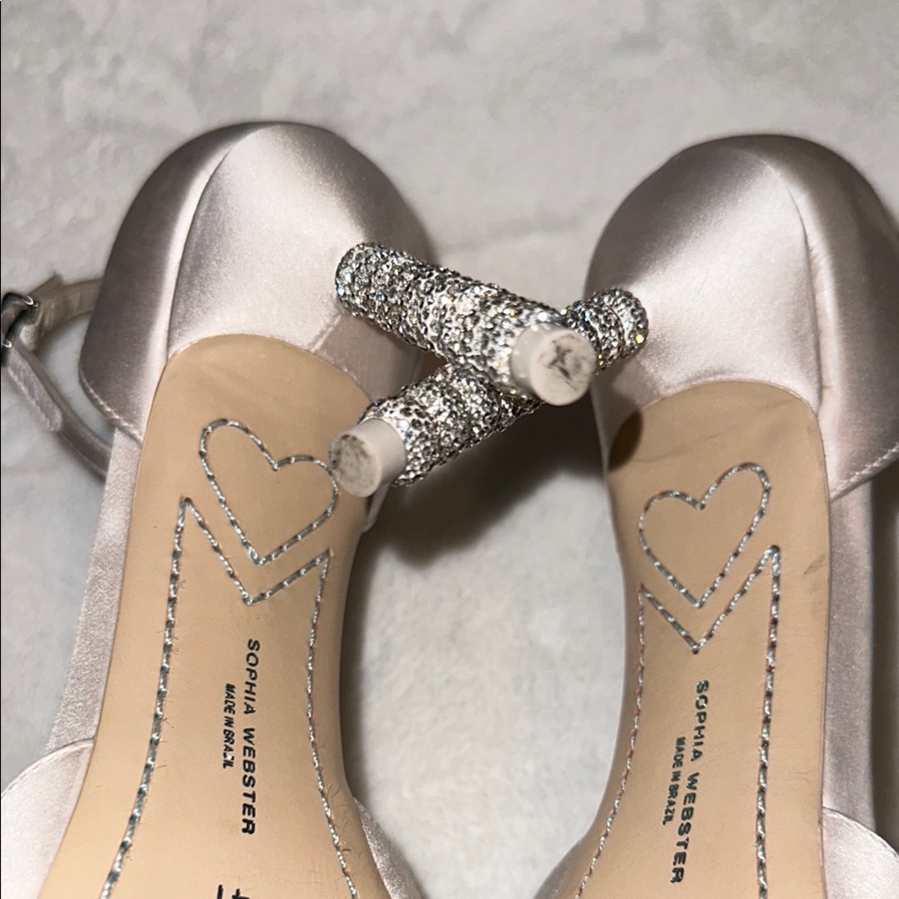 Sophia Webster White - Silver SZ 11 / 41 Royalty Sandles Crystal Heels - Picture 12 of 16